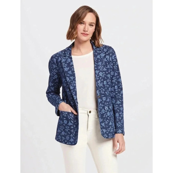 Draper James Floral Denim Blazer - NWT - Reese Witherspoon Preppy Jacket - Picture 10 of 10